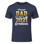 Proud Dad of a Graduate Senior Gift T-Shirt in Heather Navy - front view