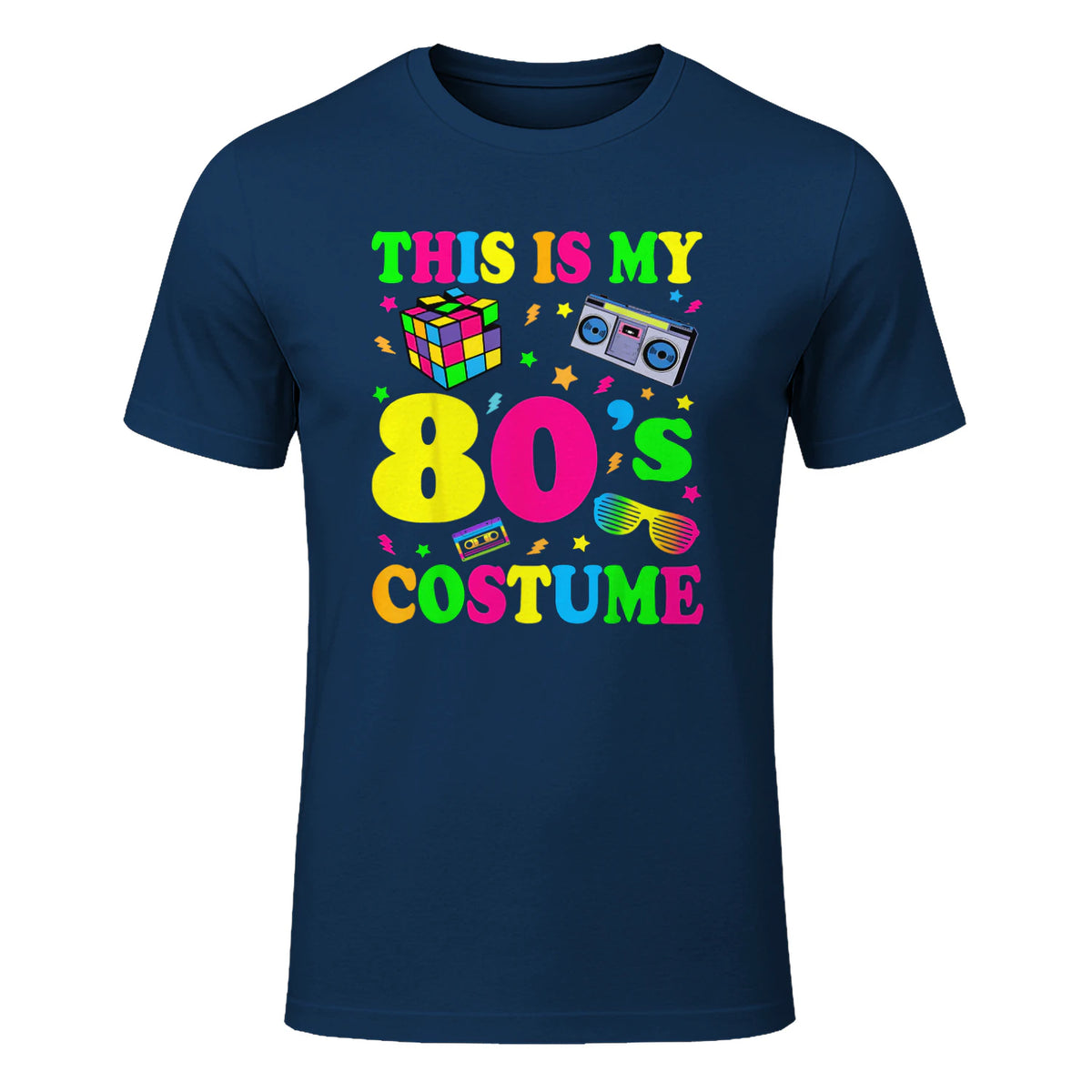 This Is My Eighties Costume Party T-Shirt in Navy - front view