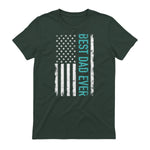 Father's day Best dad ever with US american flag Short Sleeve in Forest Green - back view