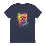 Colorful Splash Art Yorkshire Terrier Portrait Yorkshire Lover in Heather Navy - back view