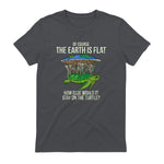 Flat Earth Society T Shirt Turtle Elephants Men Women Gift in Charcoal - back view