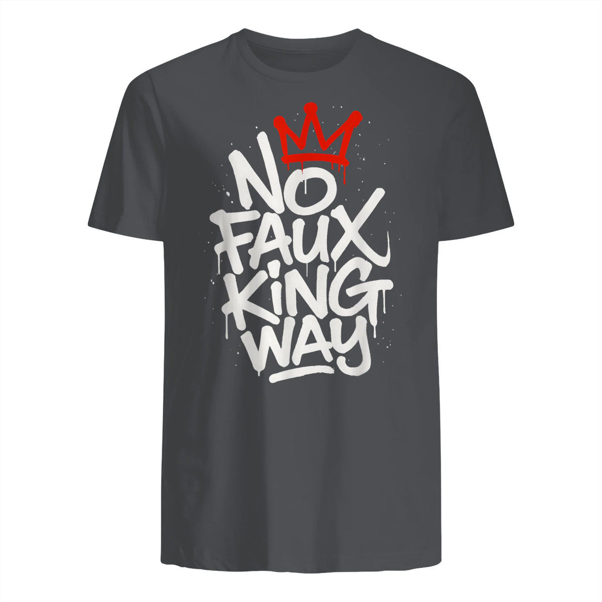 No Faux King Way T-Shirt in Charcoal - back view