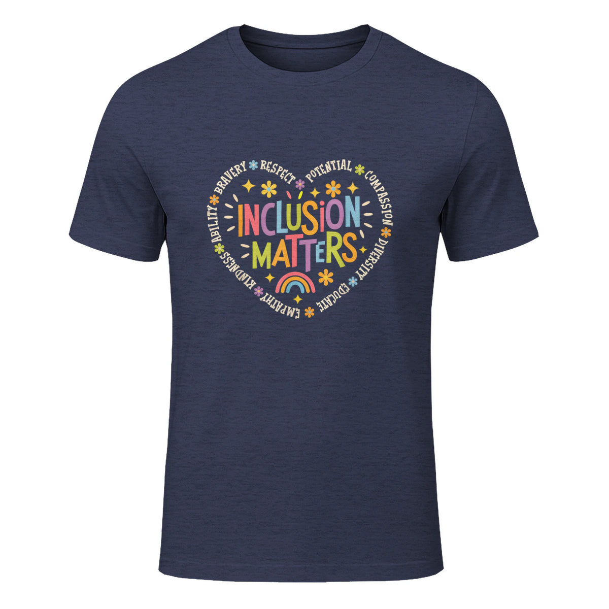 Inclusion Matters Special Education Teacher Autism Awareness in Heather Navy - front view