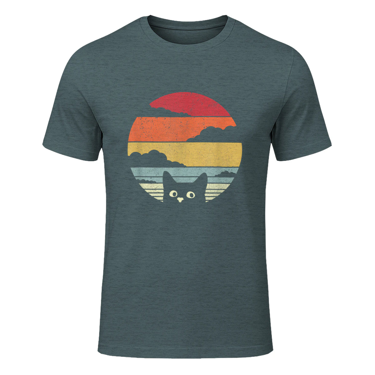 Pack A Punch Women's Retro Cat Graphic T-Shirt - Black, Short Sleev in Dark Heather - front view
