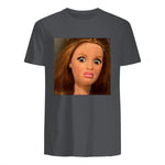 Funny Doll Face Meme Expression Hilarious Sarcastic in Charcoal - back view