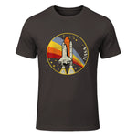 NASA Shuttle Launch Into Rainbow Premium Graphic T-Shirt T-Shirt UK in Dark Chocolate - front view