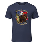 Patriotic Eagle Liberty Bell Anniversary T-Shirt in Heather Navy - front view