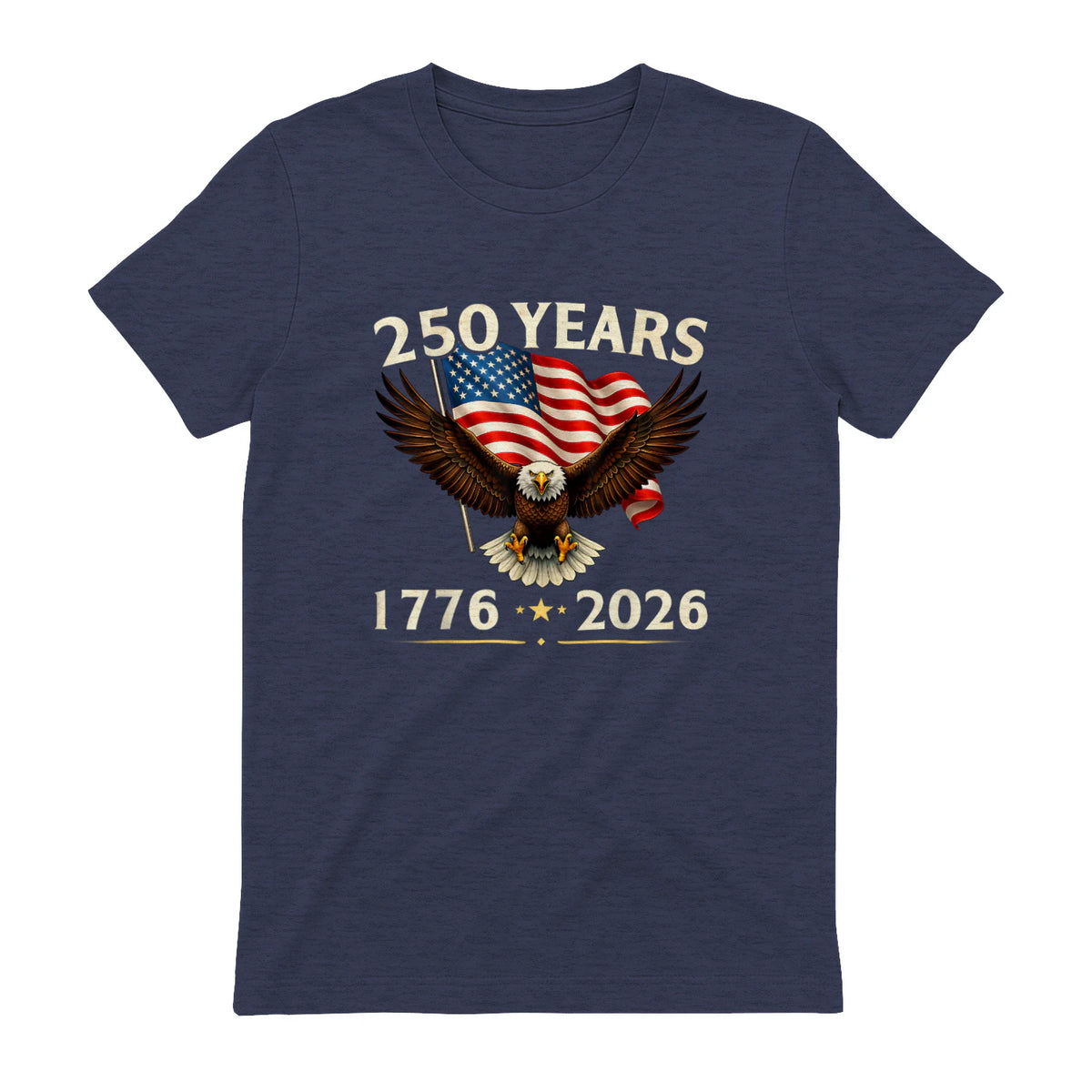 Patriotic Eagle Independence Anniversary T-Shirt in Heather Navy - back view