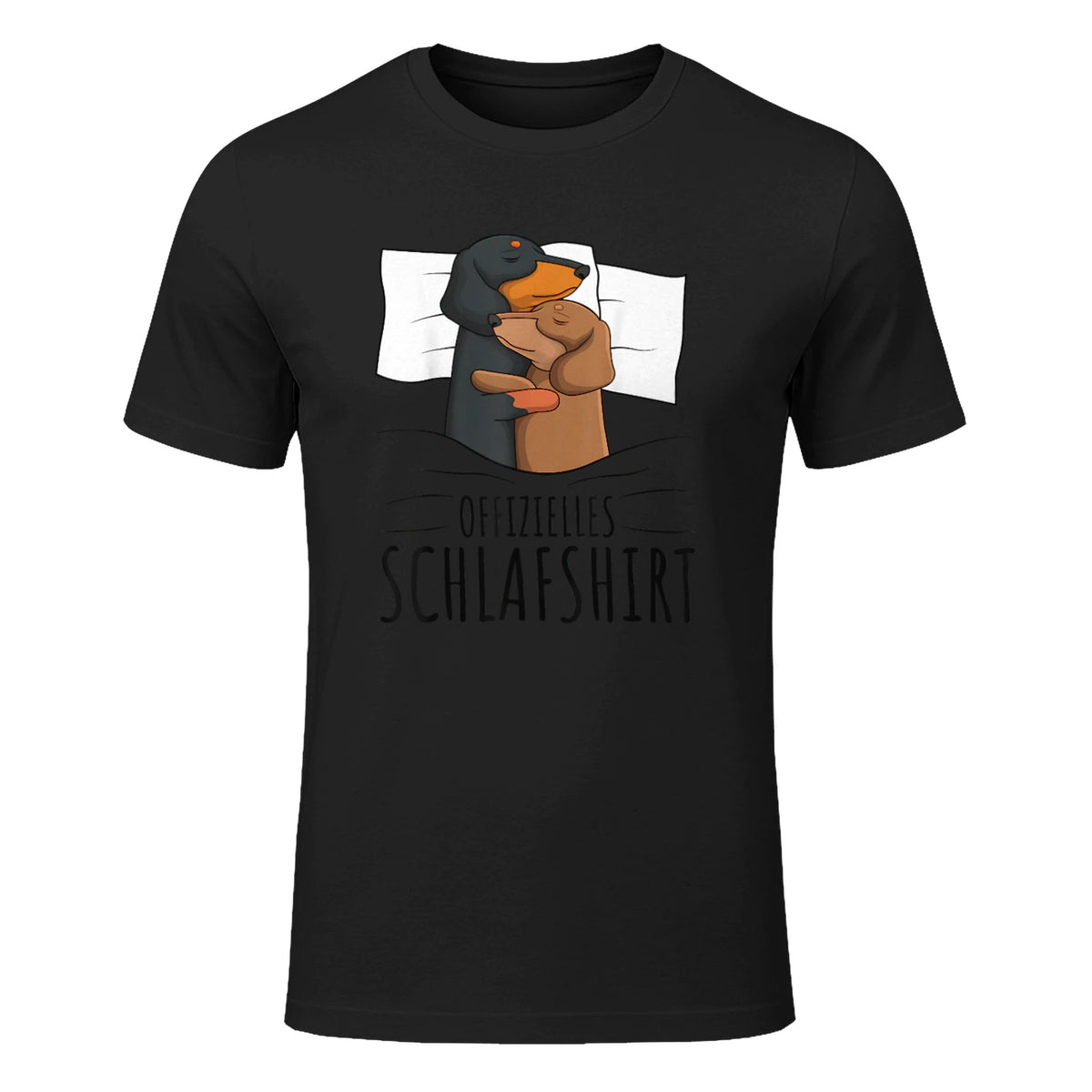 Offizielles Schlafshirt Dackel Hund Dachshund Teckel in Black - front view