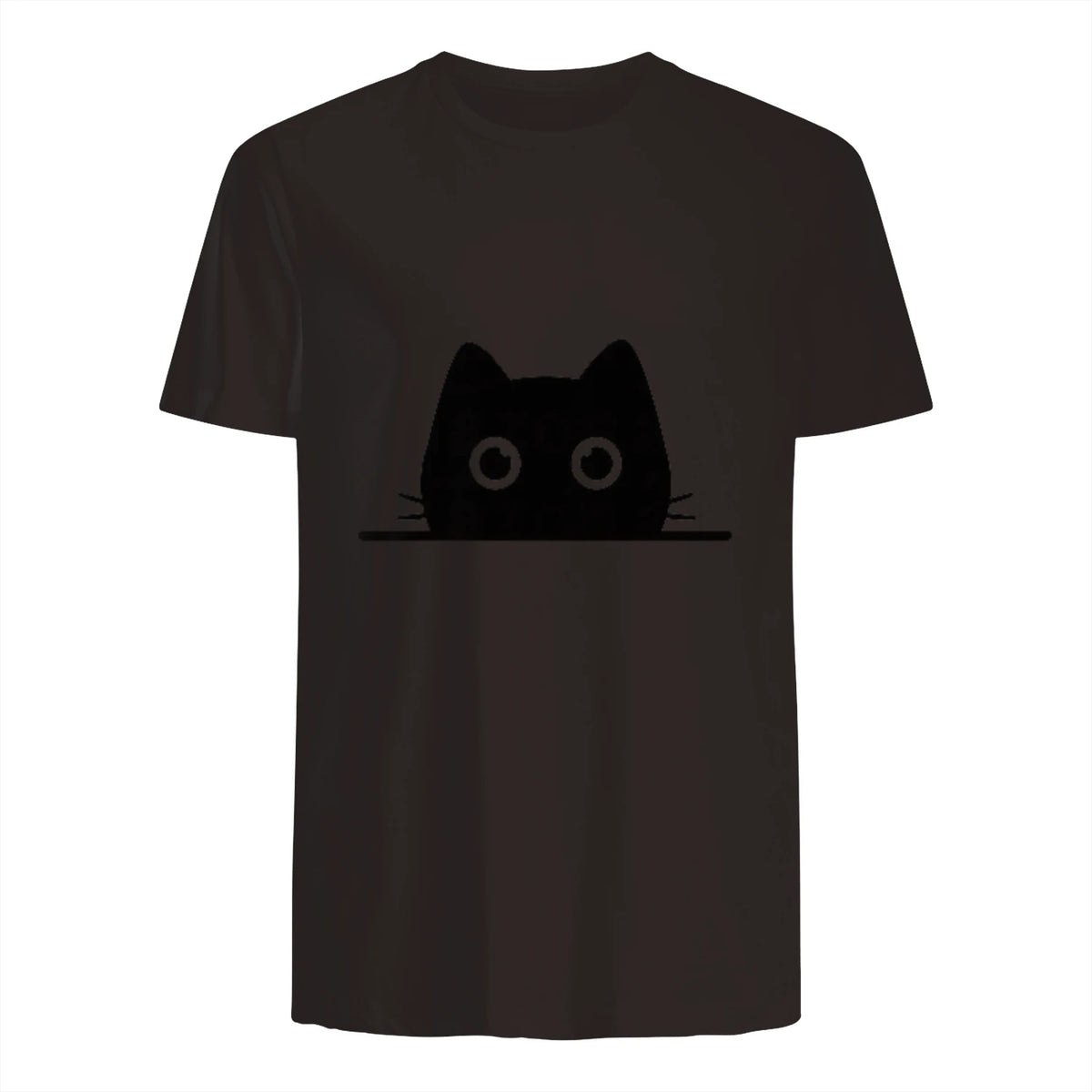 Chemise avec motif de chat dans une poche pour enfants, femmes, hommes, amoureux des chats in Dark Chocolate - back view