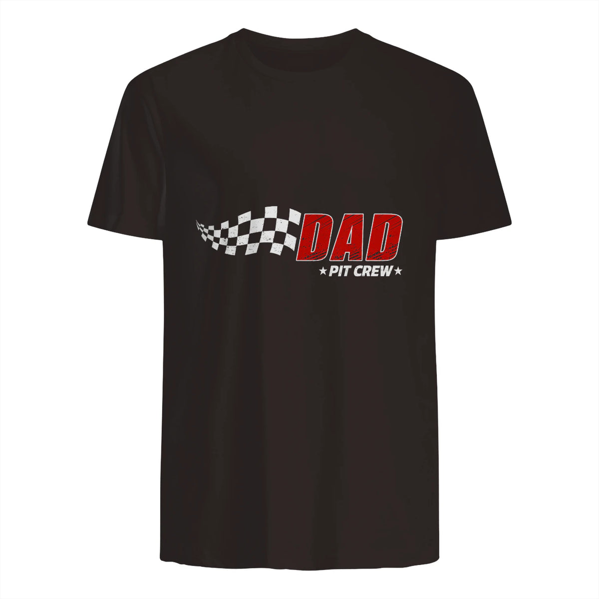 Dad Pit Crew Race Car T-Shirt in Dark Chocolate - back view