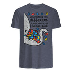 What Makes You Different Autism Awareness T-Shirt in Heather Navy - back view