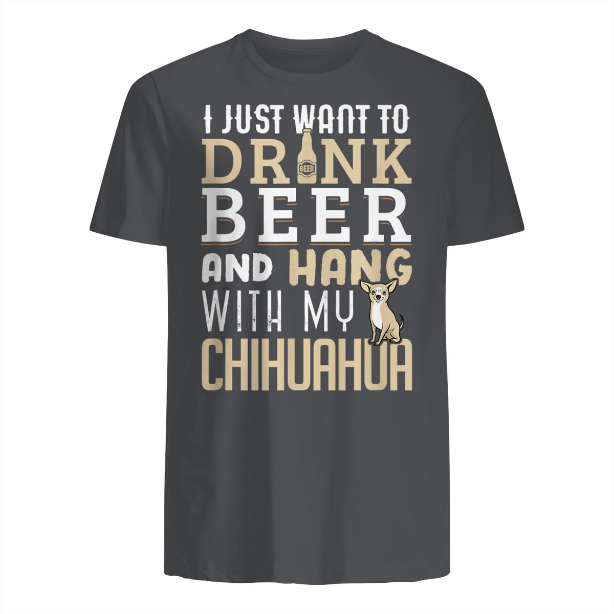 Drôle fête des pères amoureux des chiens Chihuahua Papa Shirt in Charcoal - back view