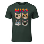 Funny Cat Hiss Rock and Roll For Cat Lover, Cat Dad, Cat mom T-Shirt in Forest Green - front view