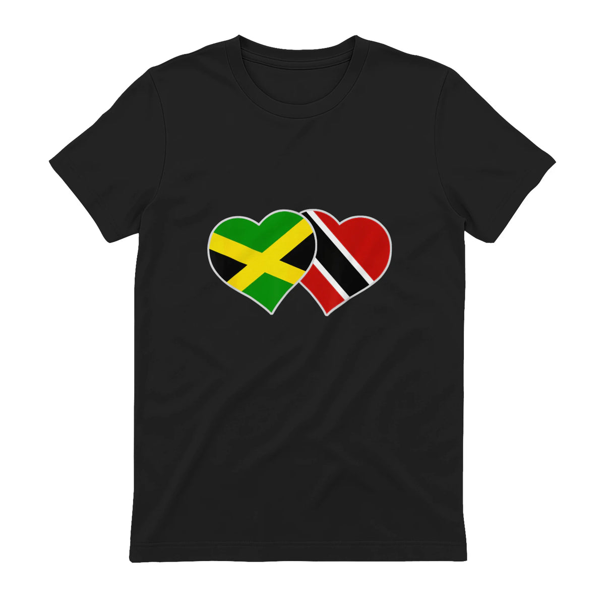 Trinidadian Jamaican Heart Love Jamaica Trinidad Flag in Black - back view