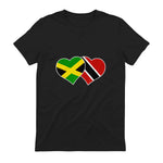 Trinidadian Jamaican Heart Love Jamaica Trinidad Flag in Black - back view