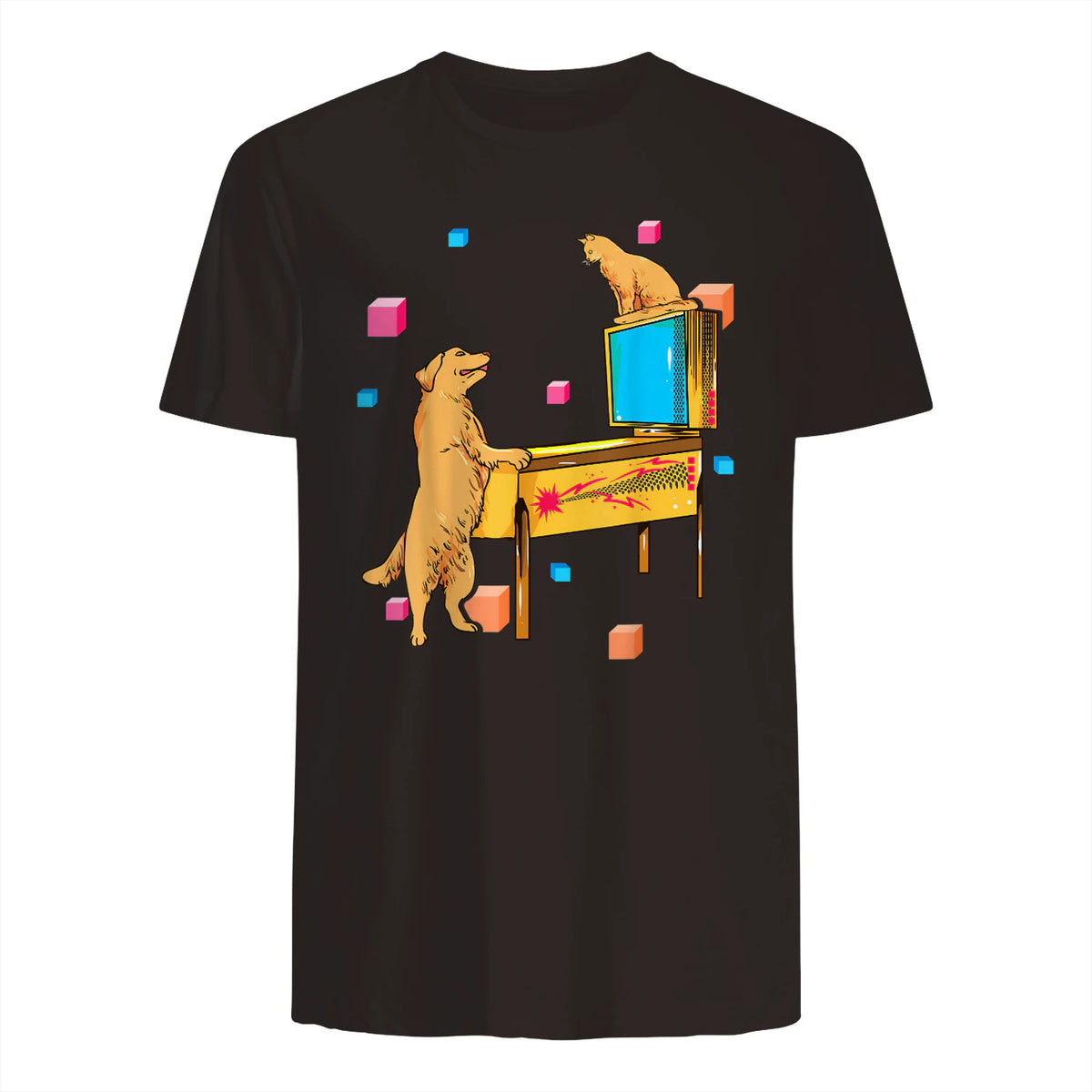 Flipper Wiz chien chat jouant au flipper in Dark Chocolate - back view