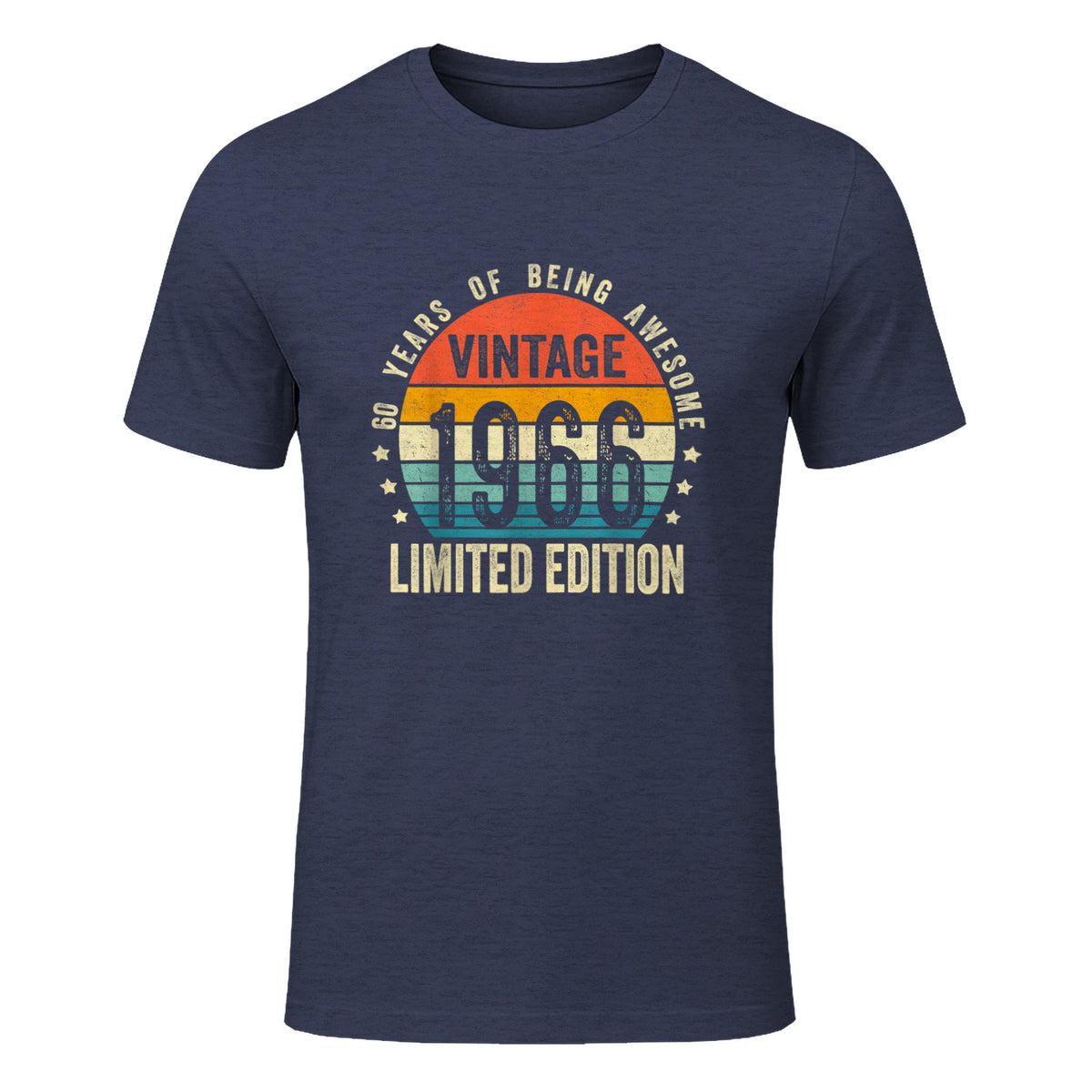 Vintage Sixtieth Birthday Gift T-Shirt in Heather Navy - front view