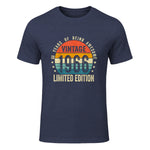 Vintage Sixtieth Birthday Gift T-Shirt in Heather Navy - front view