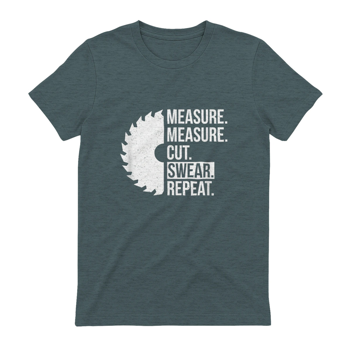 Funny Dad Shirt Measure Cut Swear Handyman Father Day Tshirt in Dark Heather - back view