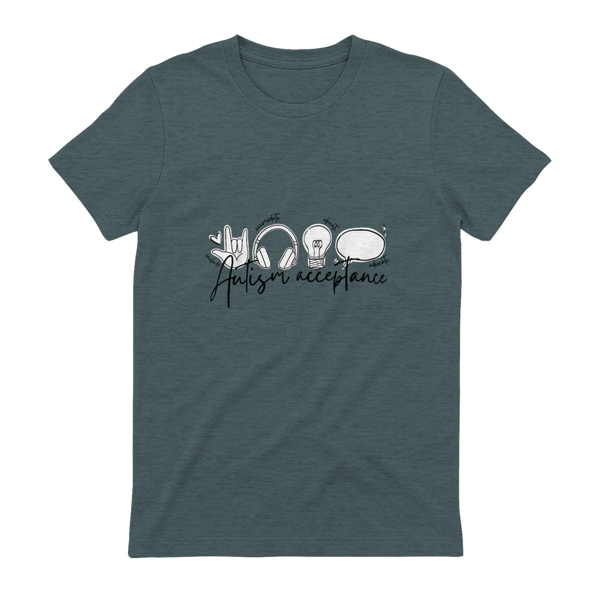 Autism Awareness Acceptance Shirt Support Mom Women Kid in Dark Heather - back view