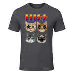 Funny Cat Hiss Rock and Roll For Cat Lover, Cat Dad, Cat mom T-Shirt in Charcoal - front view