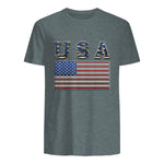 USA American Flag United States US Patriotic T-Shirt in Dark Heather - back view