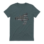 Dirt Bike American Flag T-Shirt Motocross Enduro Shirt T-Shirt in Dark Heather - back view