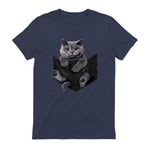 Cat Lovers British Shorthair In Pocket Fun Kitten in Heather Navy - back view