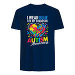 I Wear Blue for My Grandson Autism Awareness Grandma Nana in Navy - back view