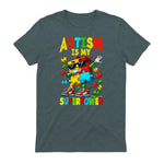 Puzzle Autism Awareness Autistic Support in Dark Heather - back view