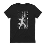 Baseball Player American Flag USA Camo Patriotic Graphic T-Shirt in Black - back view