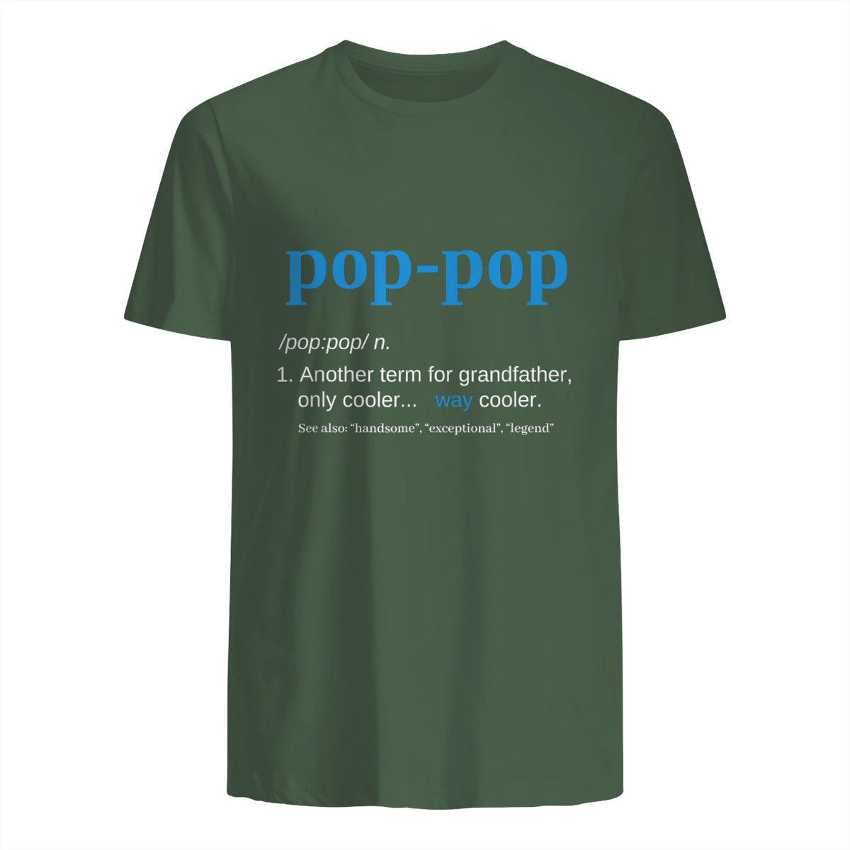 Pop Pop Gifts Grandpa Fathers Day in Military Green - back view