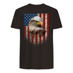 American Flag Bald Eagle Patriotic Red White Blue T-Shirt in Dark Chocolate - back view