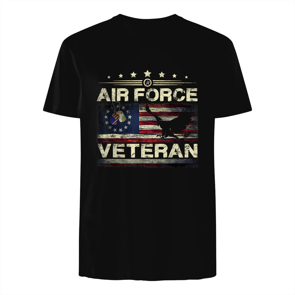 Veteran US Air Force TShirt - American Betsy Ross Flag T-Shirt in Black - back view