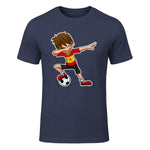 Dabbing Football Garçon Espagne Jersey, Espagnol Enfants Dab in Heather Navy - front view
