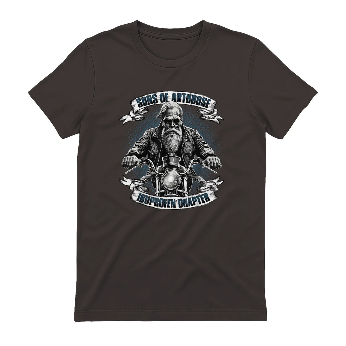 Lustiger Biker Spruch für den alten Mann - Sons of Arthrose - Ibuprofen Chapter Biker Motorradfahrer für ältere in Dark Chocolate - back view