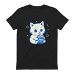 Kawaii Cat Boba Japanese Cute Aesthetic Anime Girls Teens T-Shirt in Black - back view