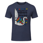 What Makes You Different Autism Awareness T-Shirt in Heather Navy - front view