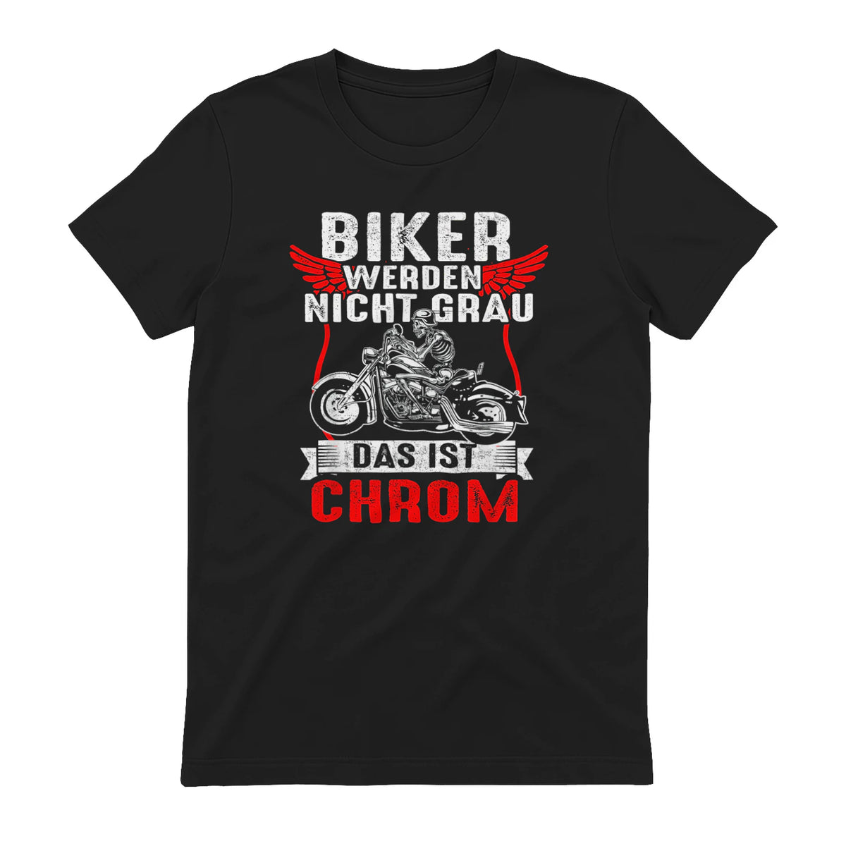 Biker Werden Nicht Grau Das Ist Chrom Motorradfahrer Biker in Black - back view
