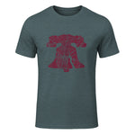 Philadelphia Street Map Liberty Bell Vintage Maroon Philly T-Shirt in Dark Heather - front view