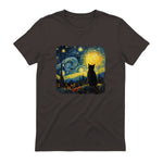 Starry Night Cat Lover T-Shirt in Dark Chocolate - back view