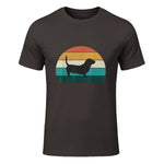 Basset Hound rétro Amant Vintage Sunset Dog & Puppy in Dark Chocolate - front view