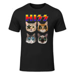 Funny Cat Hiss Rock and Roll For Cat Lover, Cat Dad, Cat mom T-Shirt in Black - front view