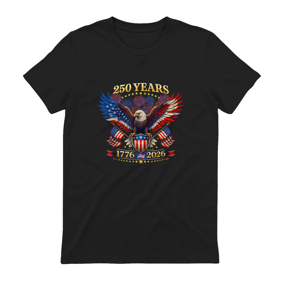American Independence Day Anniversary T-Shirt in Black - back view