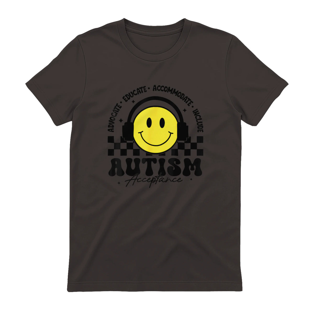 Autism Awareness Acceptance Special Education Teacher Kids in Dark Chocolate - back view