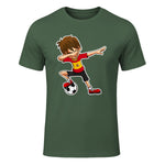 Dabbing Football Garçon Espagne Jersey, Espagnol Enfants Dab in Military Green - front view