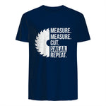Funny Dad Shirt Measure Cut Swear Handyman Father Day Tshirt in Navy - back view