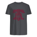 Philadelphia Street Map Liberty Bell Vintage Maroon Philly T-Shirt in Charcoal - back view