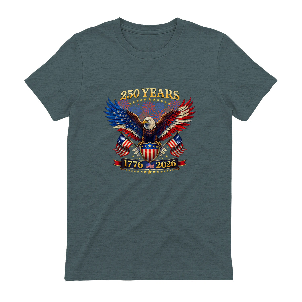 American Independence Day Anniversary T-Shirt in Dark Heather - back view
